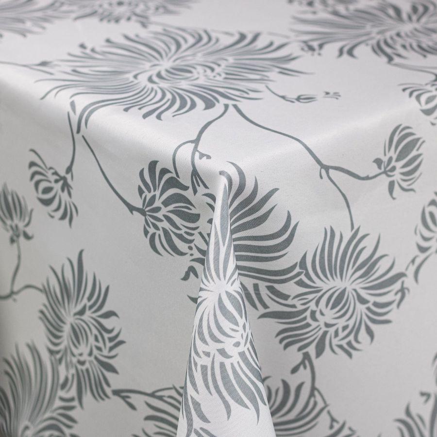 Mantel Antimanchas Flor Gris Rectandular 150x230cm-1