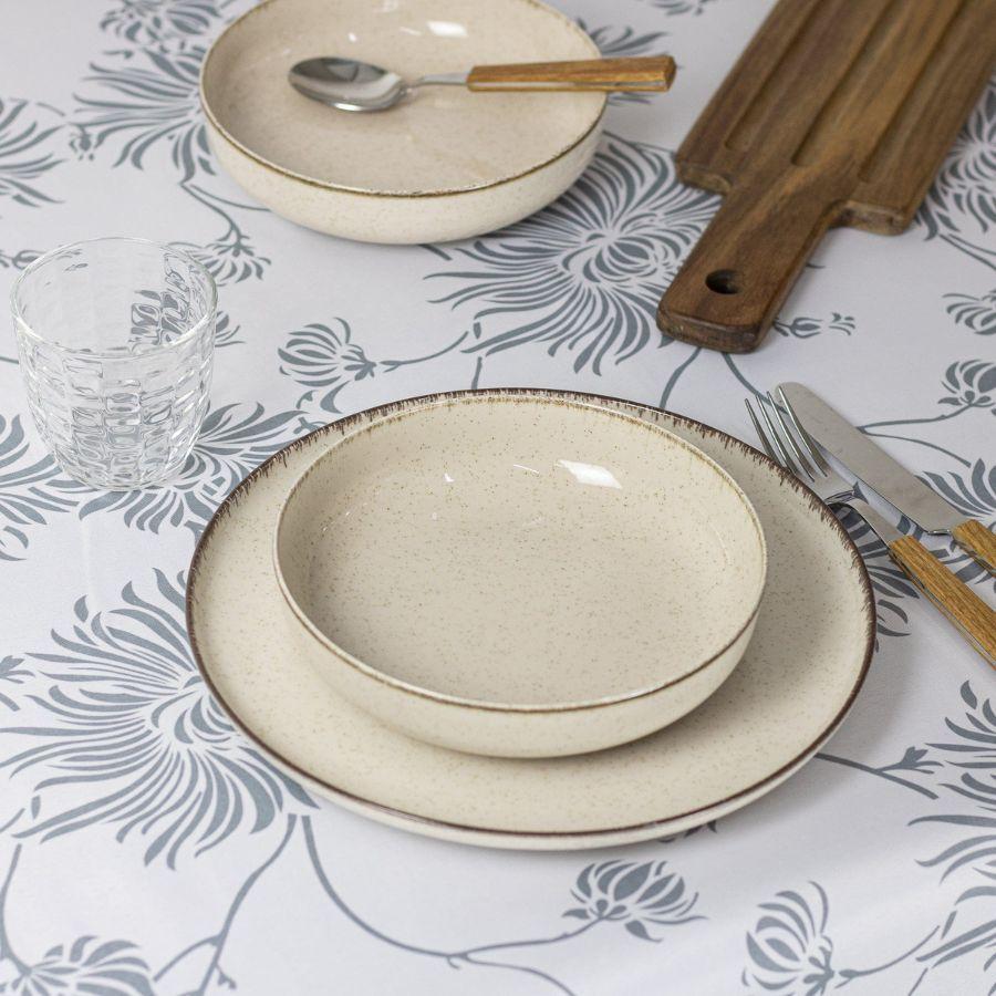 Mantel Antimanchas Flor Gris Rectandular 150x230cm-5