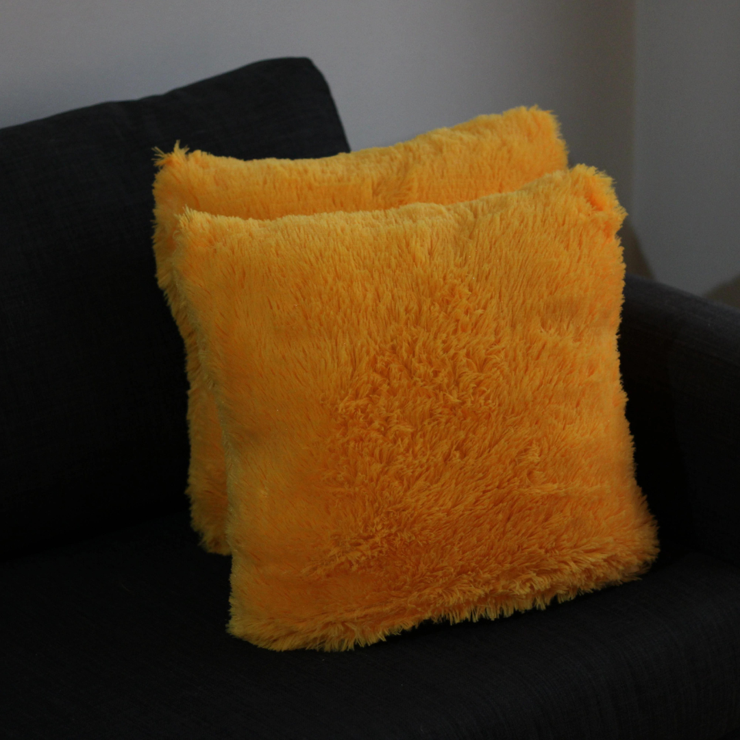 Fundas De Cojín D'pelos Naranja Set 2 45x45cm Poliéster-0