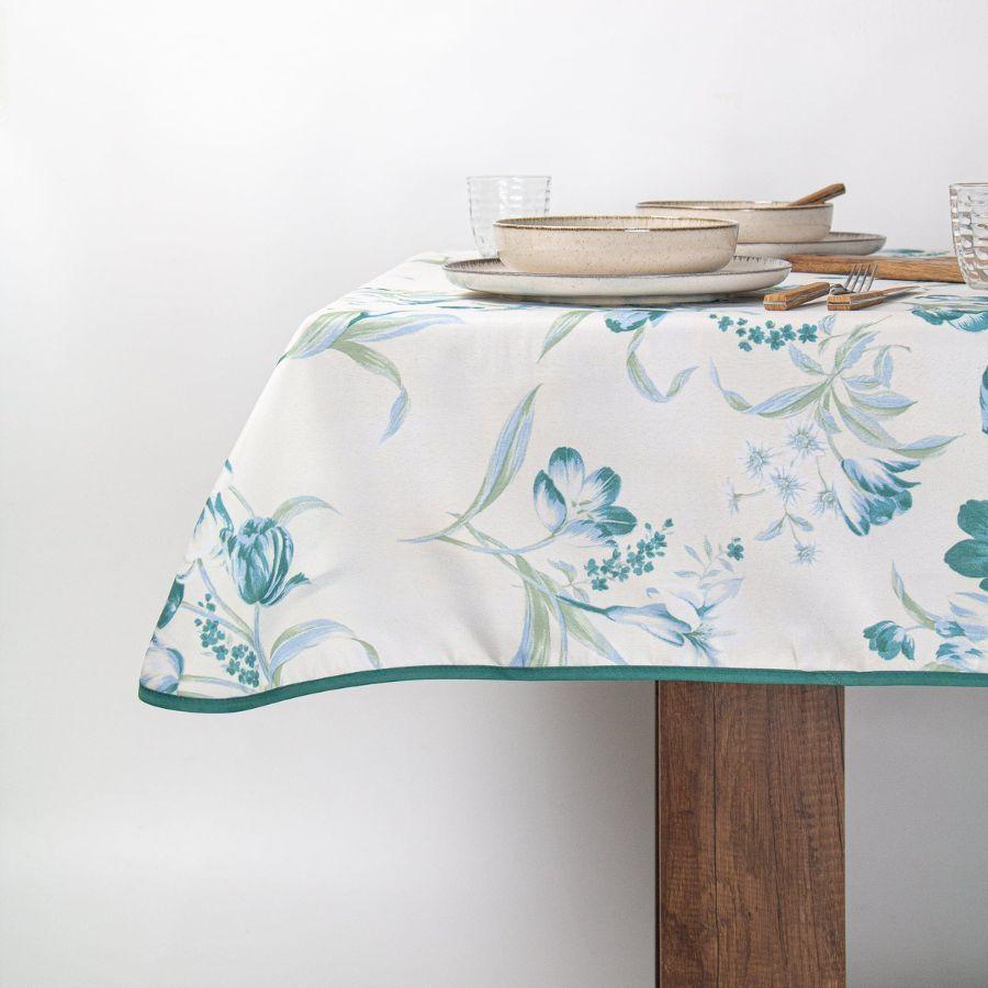 Mantel de Mesa Antimanchas Tulipán Azul 150x230 cm-0