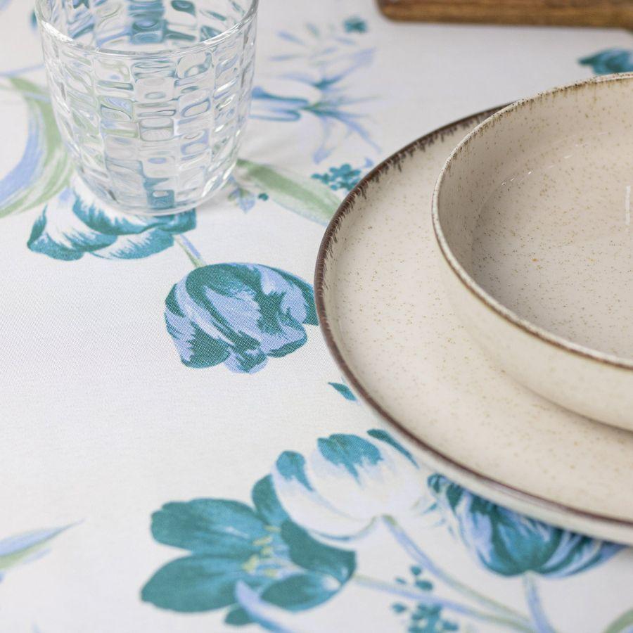 Mantel de Mesa Antimanchas Tulipán Azul 150x230 cm-4