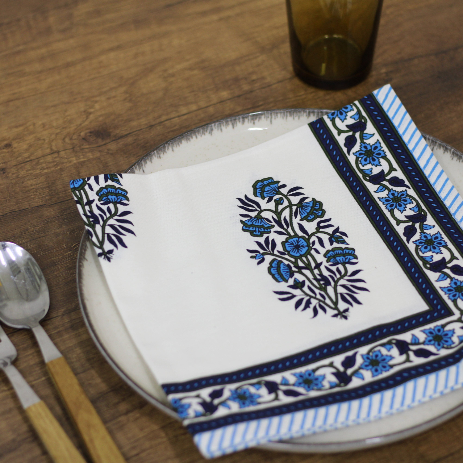 Servilletas De Tela Blanco Floreadas 45x45cm Set 2-2