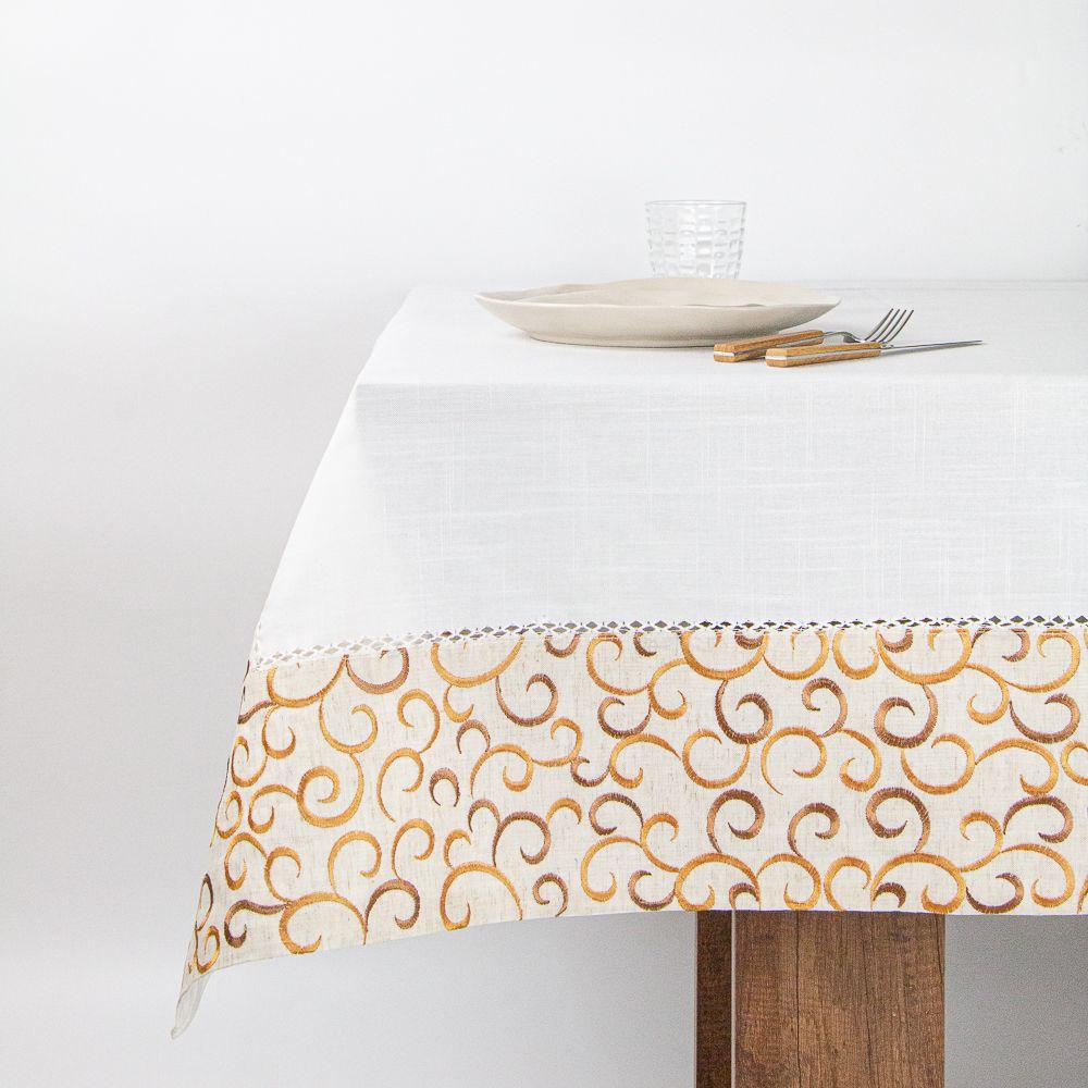 Mantel  De Mesa Blanco Bordado Clark Rectangular 150x230cm-0