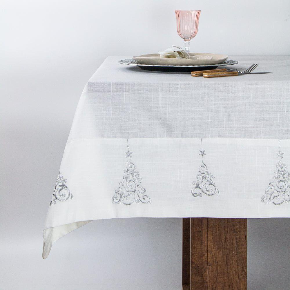 Mantel Arbolito Plateado Navidad Rectangular 180x270cm-0