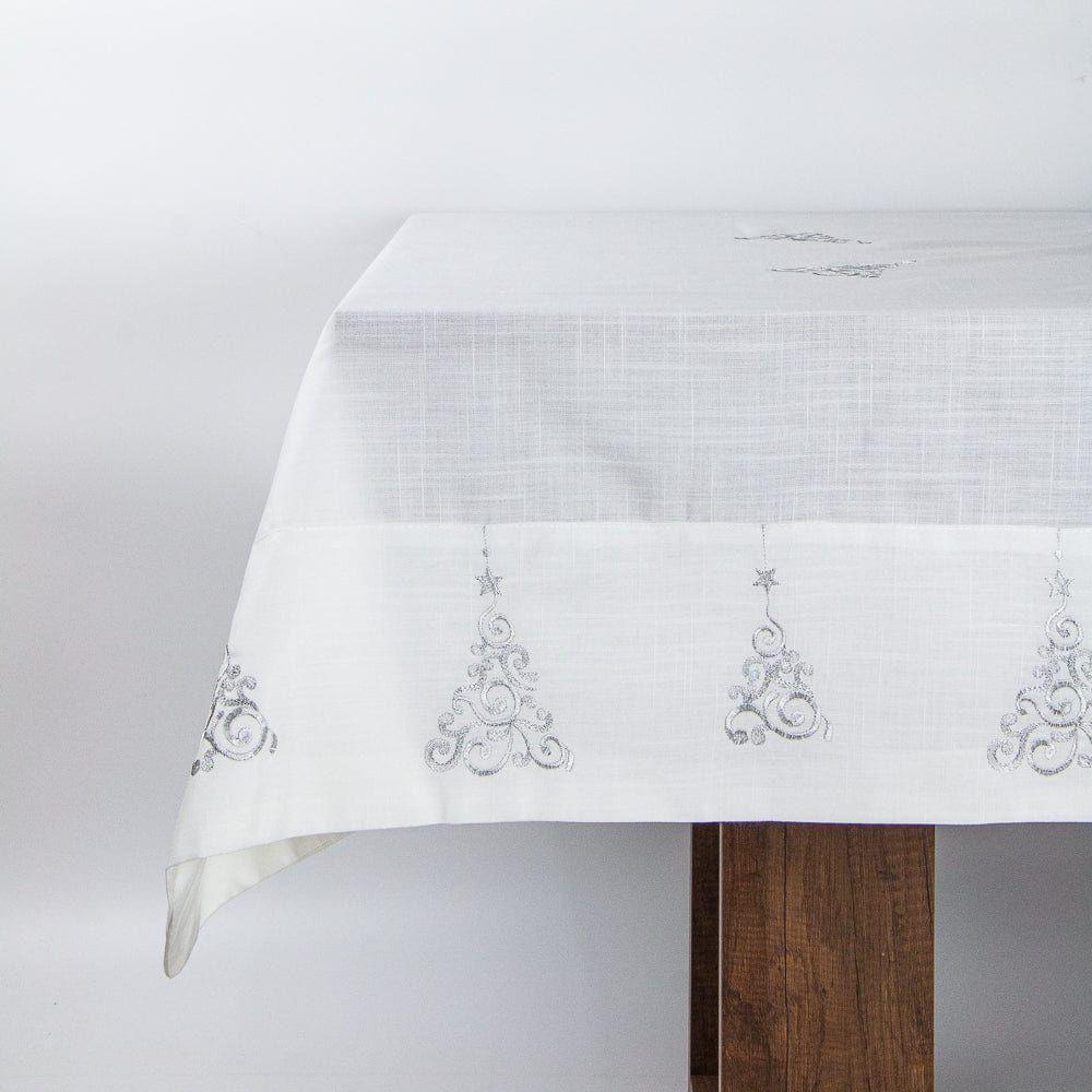 Mantel Arbolito Plateado Navidad Rectangular 180x270cm-1