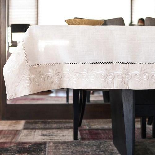 Mantel De Mesa Blanco Bordado Adore Rectangular 150x250cm-5