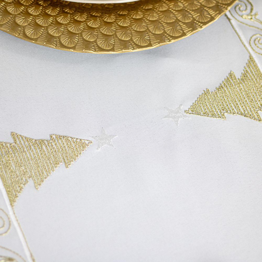 Camino De Mesa Rectangular Blanco Navidad Lino 40x180cm-3