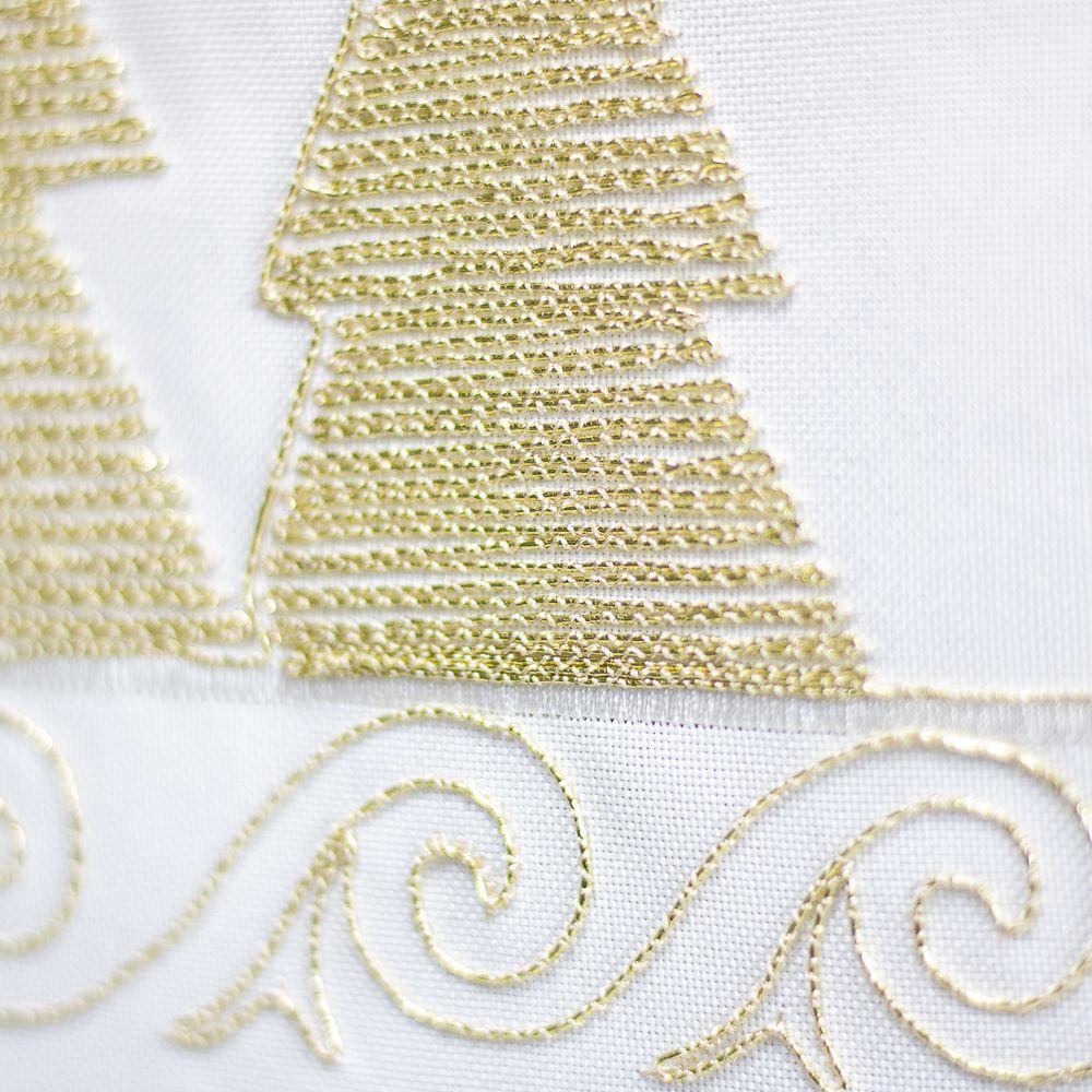 Camino De Mesa Rectangular Blanco Navidad Lino 40x180cm-4