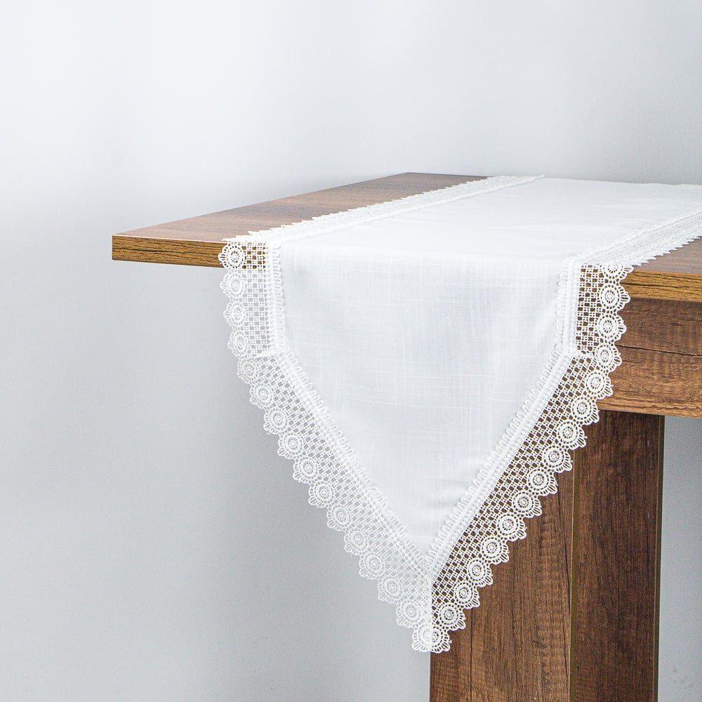 Camino de Mesa Blonda Blanco 40x180 cm Algodón Decorativo-3