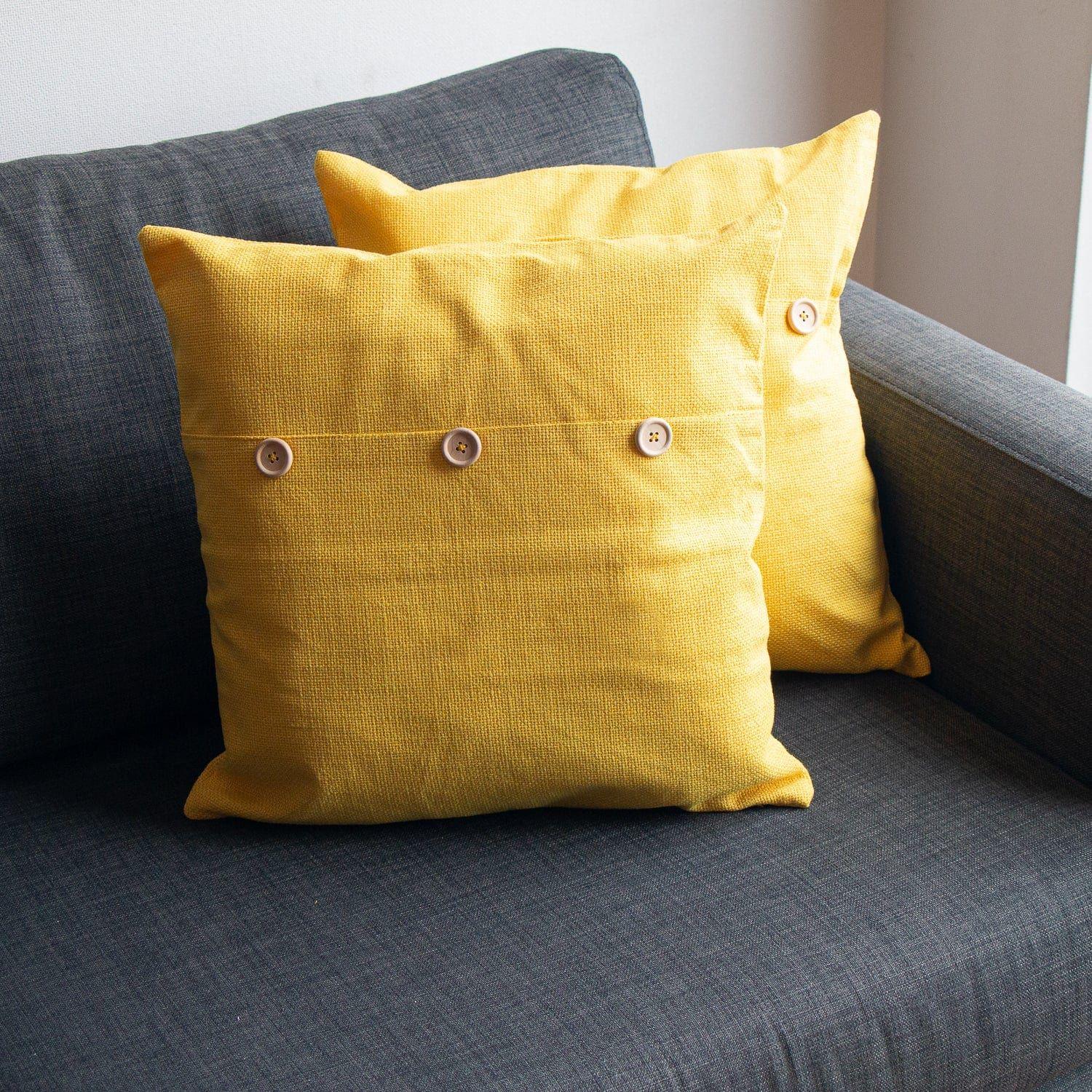 Set 2x Fundas de Cojín Aprile Amarillo 45x45 cm-0