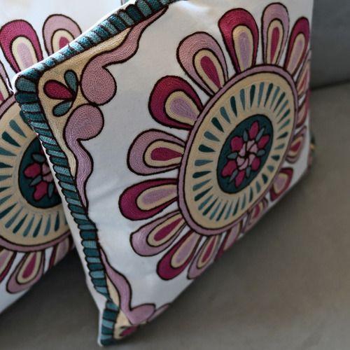 Funda De Cojín Cuadrada 45x45cm Bordada Hogar (pack De 2)-3