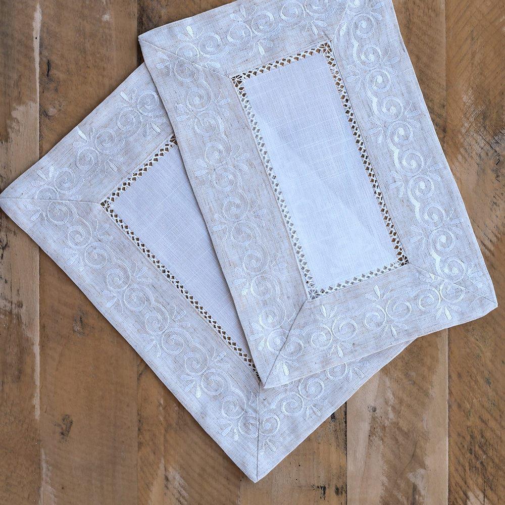 Set 2x Tapete de Mesa Elegance Blanco Rectangular 30x45 cm-1