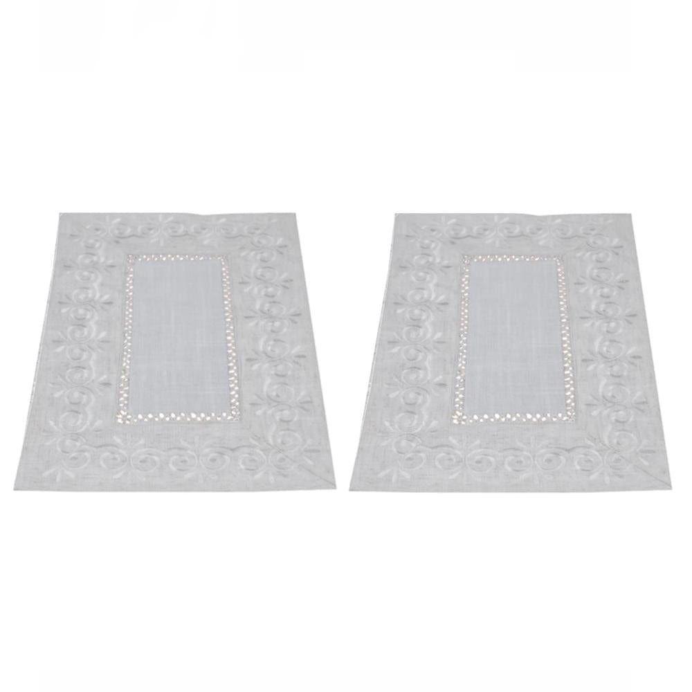 Set 2x Tapete de Mesa Elegance Blanco Rectangular 30x45 cm-0