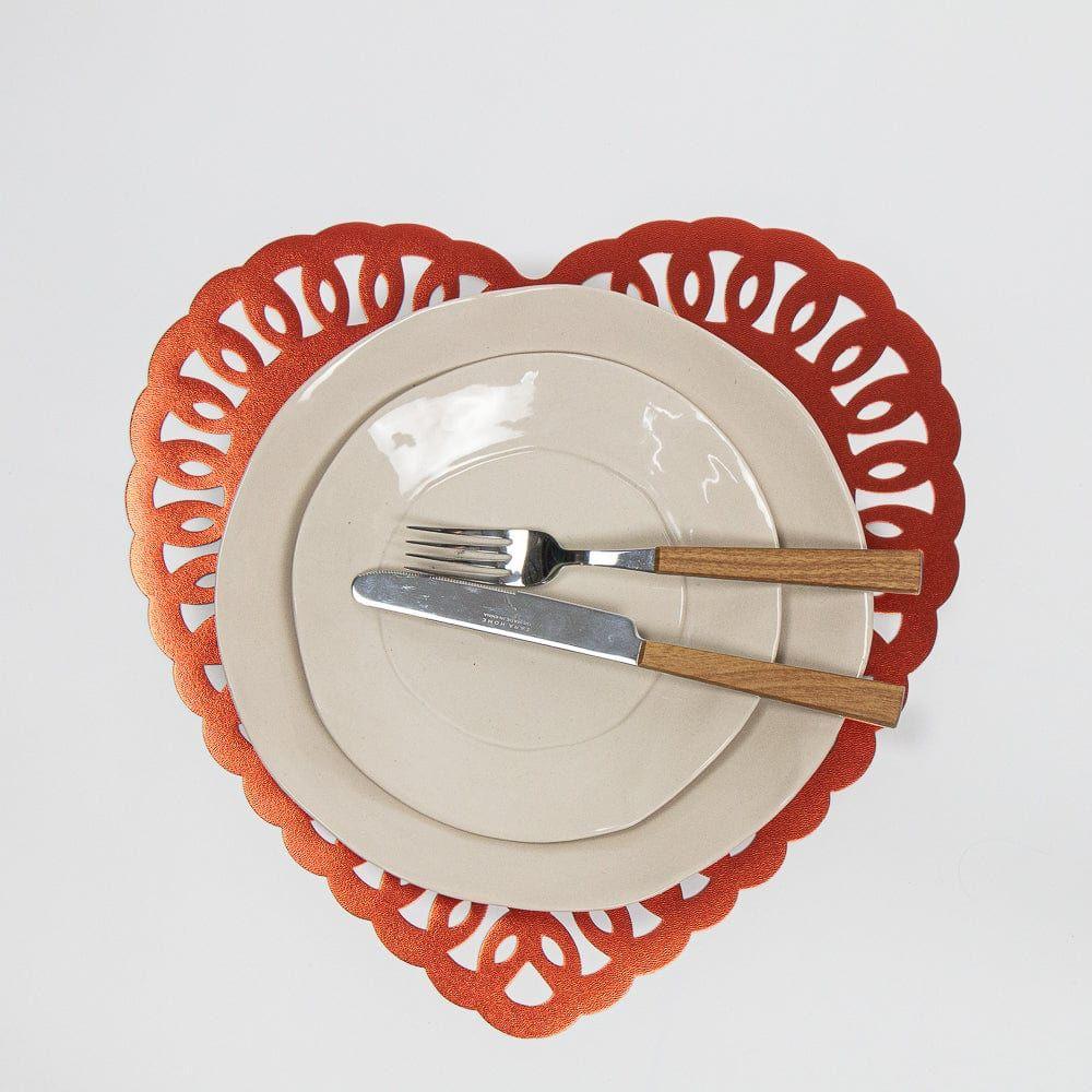 Set 6x INDIVIDUALES CORAZON ROJO 38cm cm Navidad Decoración-1