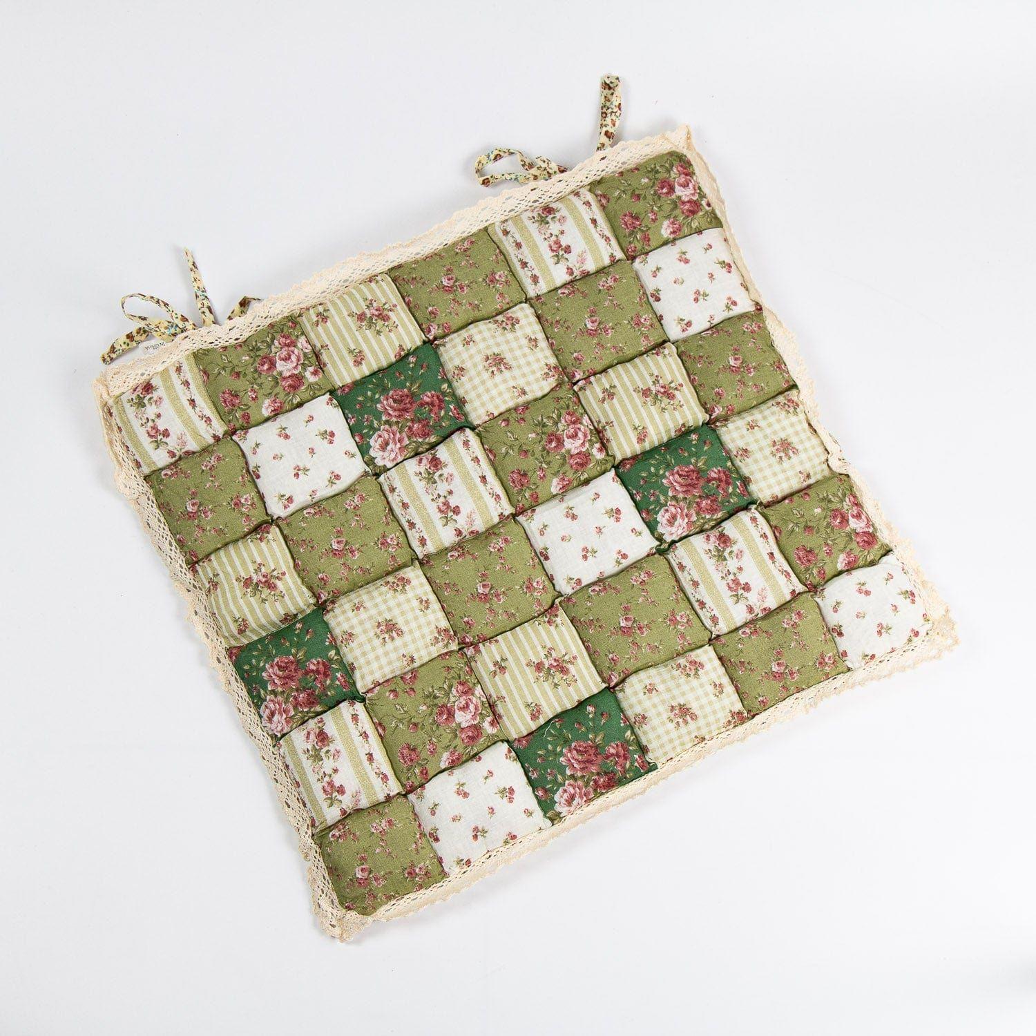 Cojín de Silla Patchwork Verde 40x40 cm-0