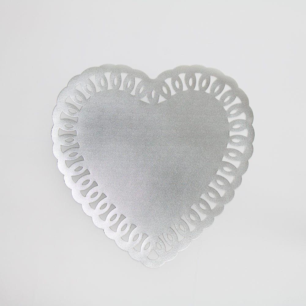 Set 6x INDIVIDUALES CORAZON PLATEADO 38cm cm Navidad-0