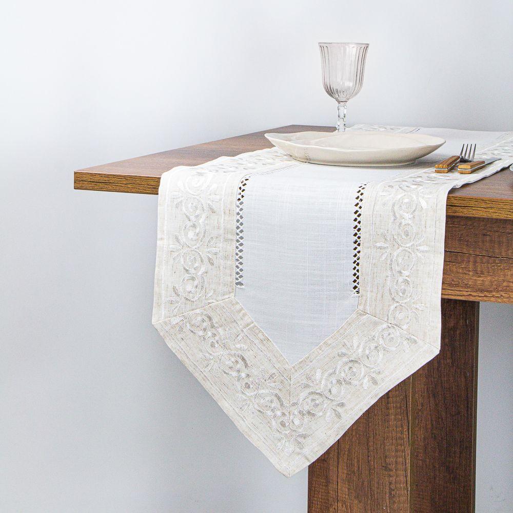 Camino De Mesa Rectangular Beige Elegance Lino 35x180cm-0