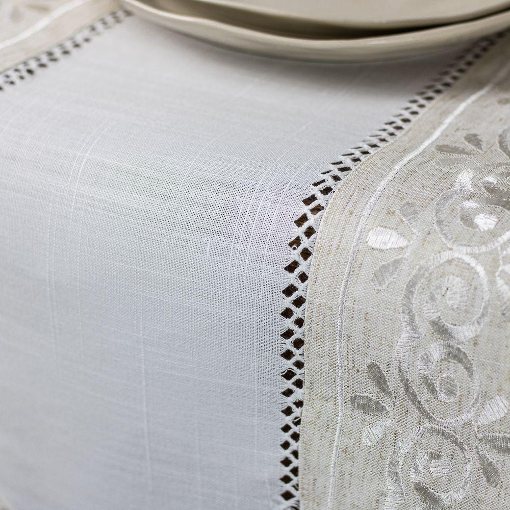 Camino De Mesa Rectangular Beige Elegance Lino 35x180cm-1