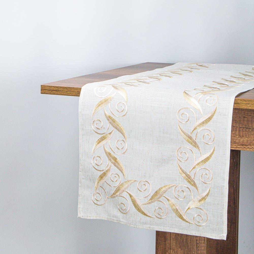 Camino de Mesa Royale Crudo Bordado 40x180 cm Decorativo-5
