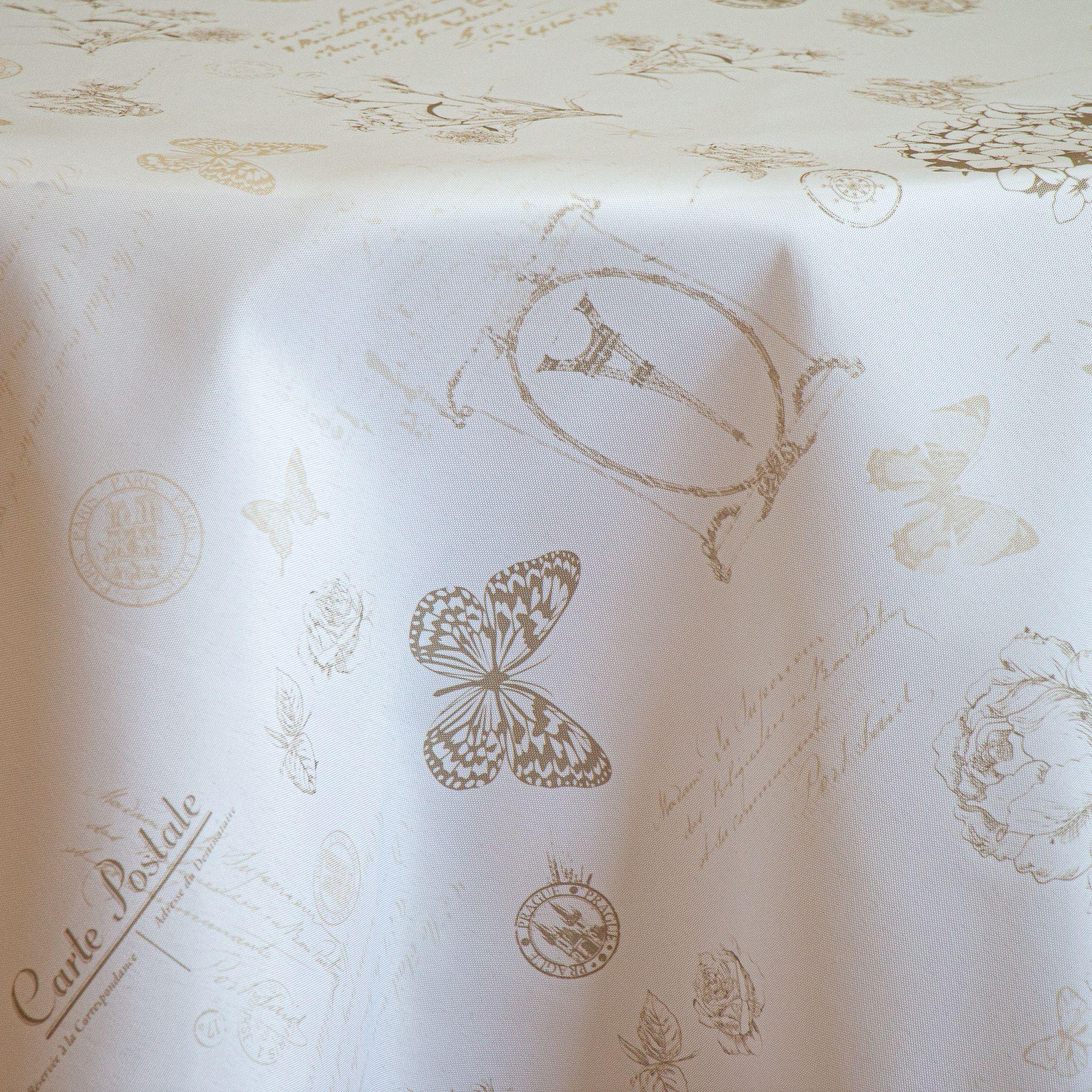 Mantel de mesa antimanchas Mariposas Blanco Redondo 180 cm-5