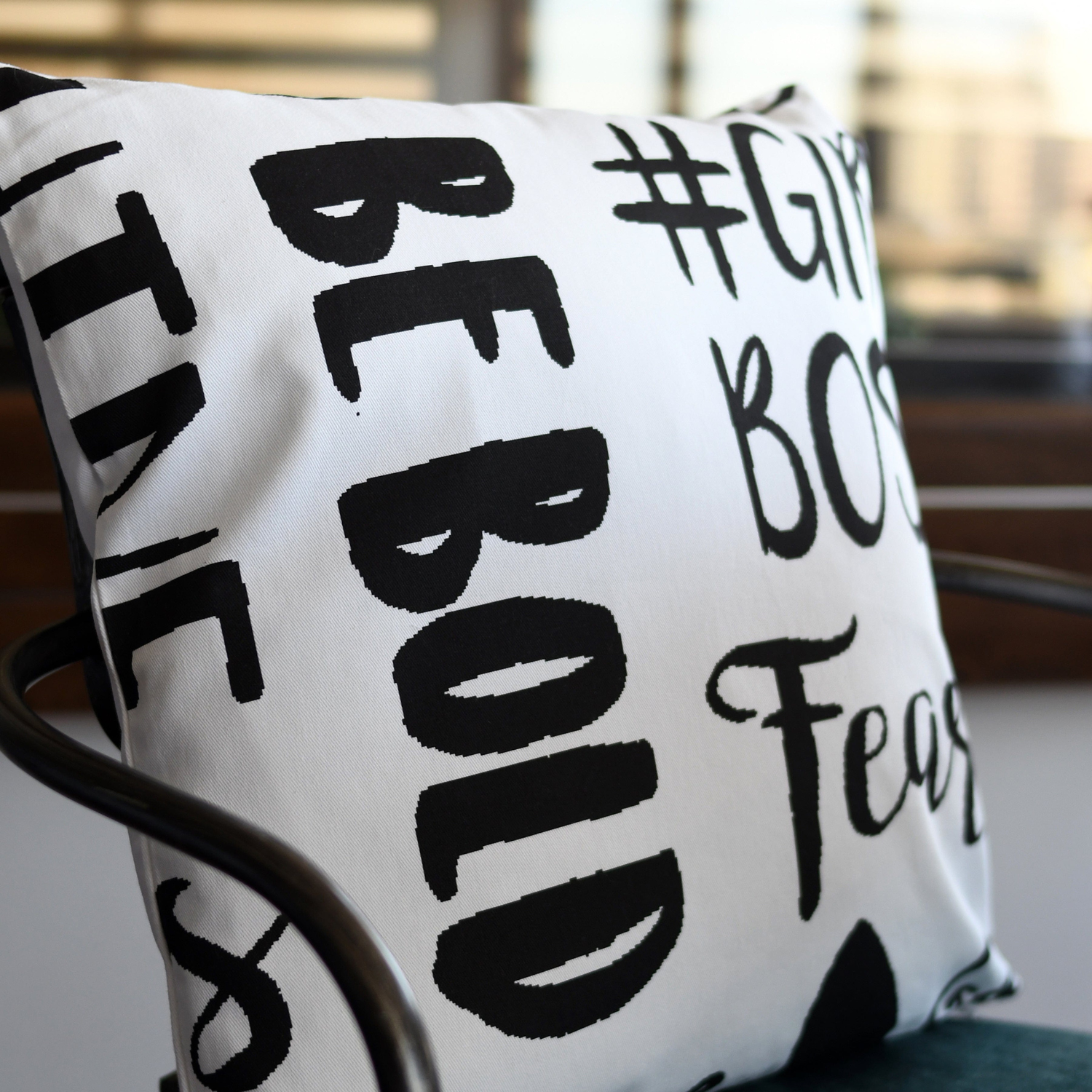 Set 2x Fundas de Cojín Letras Black Blanco 45x45 cm-0