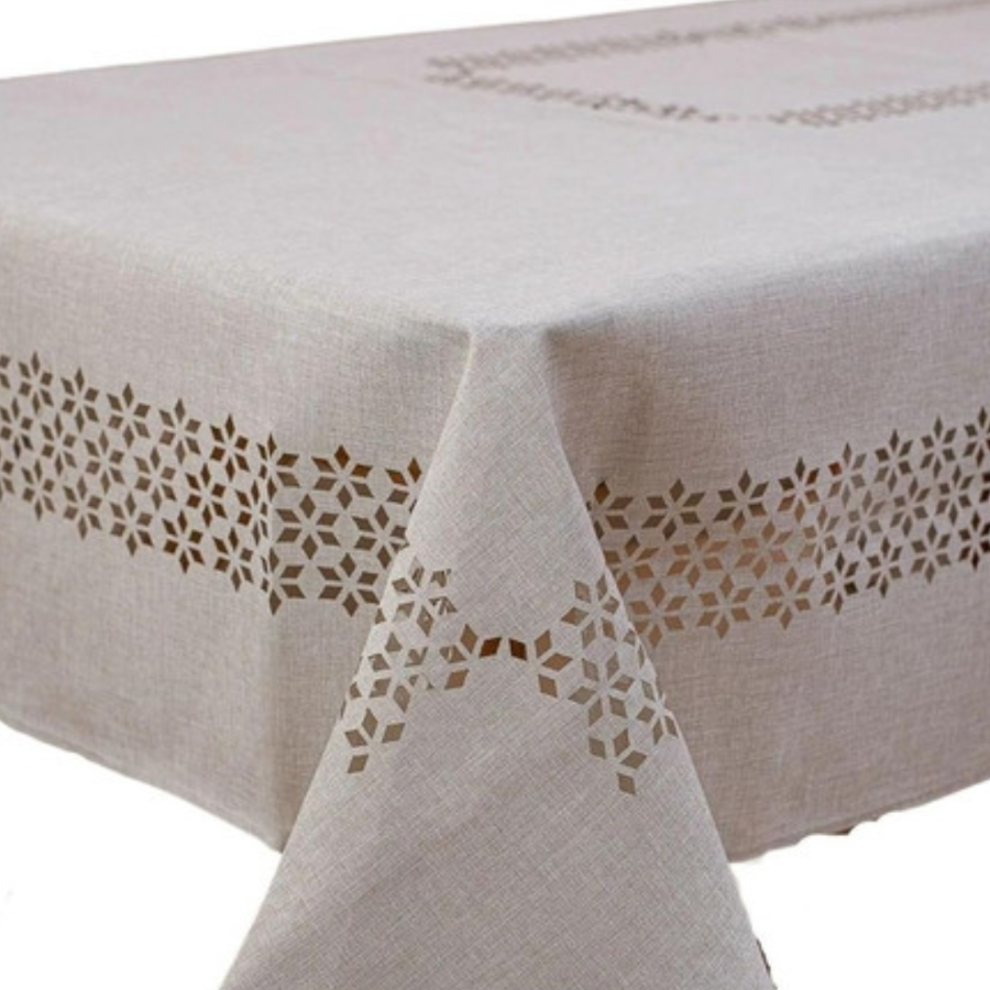 Mantel De Mesa  Calado Gris Bordado Rectangular 175x320cm-0