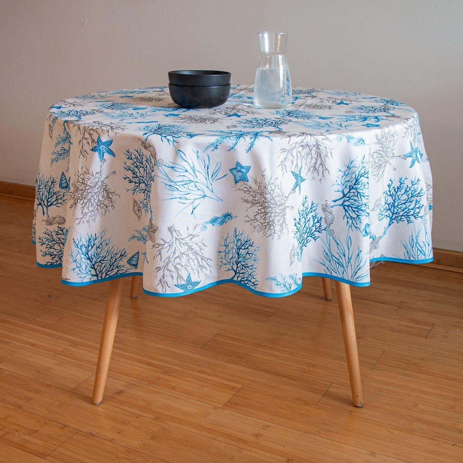 Mantel de Mesa Antimanchas Marino Redondo 180cm-0