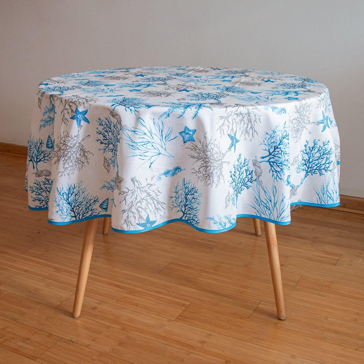 Mantel de Mesa Antimanchas Marino Redondo 180cm-1