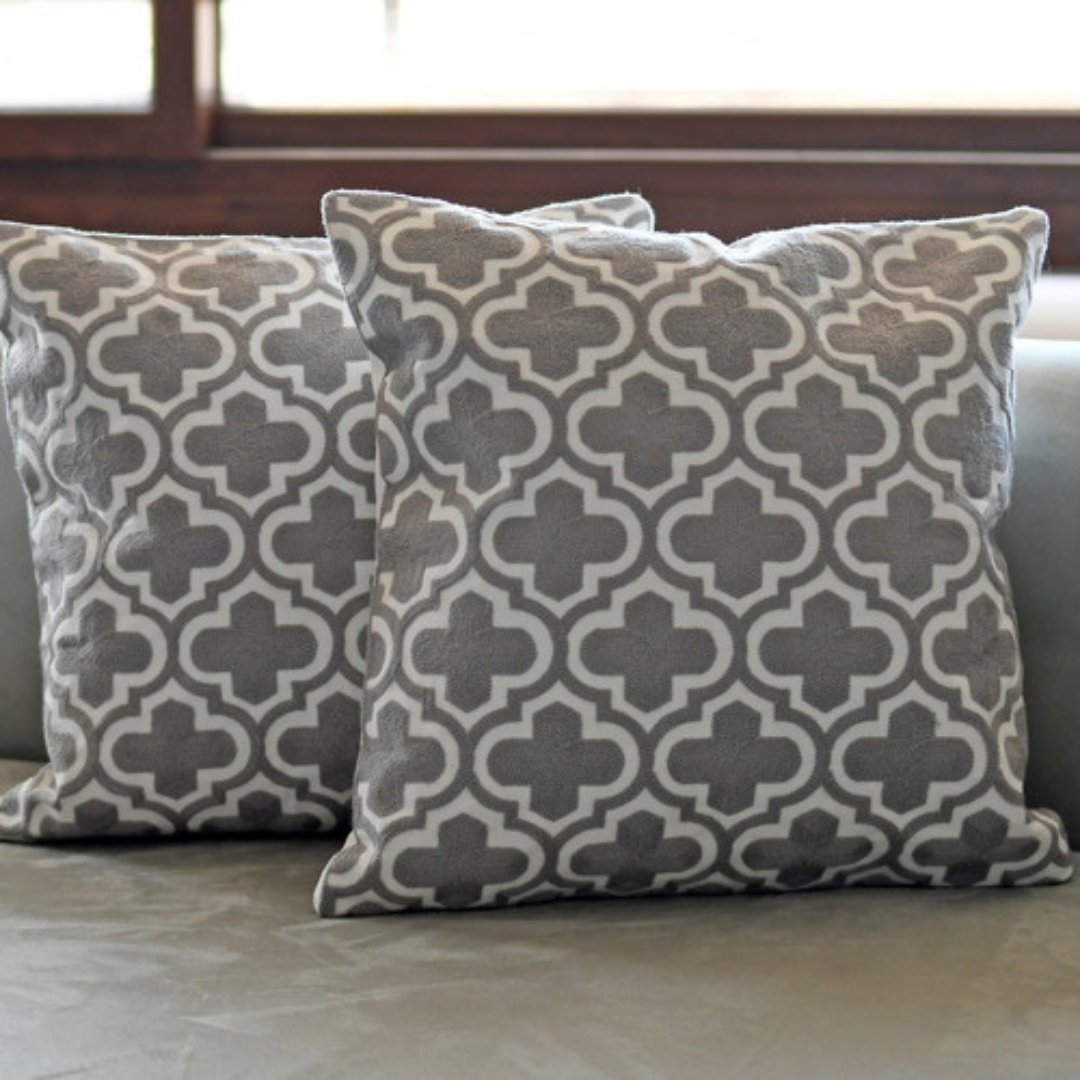 Fundas De Cojín Bordadas Cruces Blanco Set 2 45x45cm-0