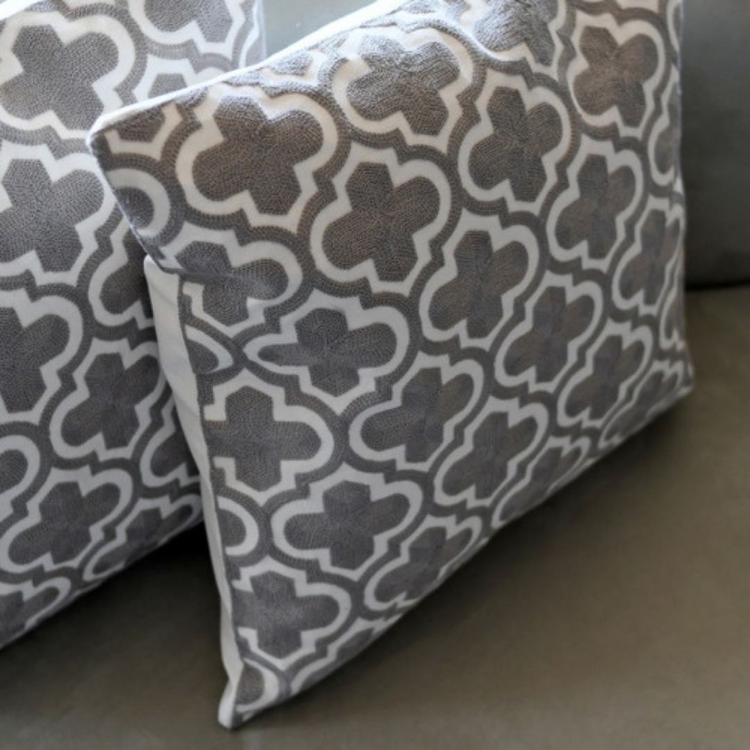 Fundas De Cojín Bordadas Cruces Blanco Set 2 45x45cm-3