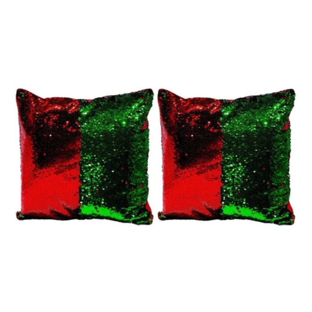 Fundas De Cojín Rojo Rosa Lentejuelas Set 2 50x50cm-0