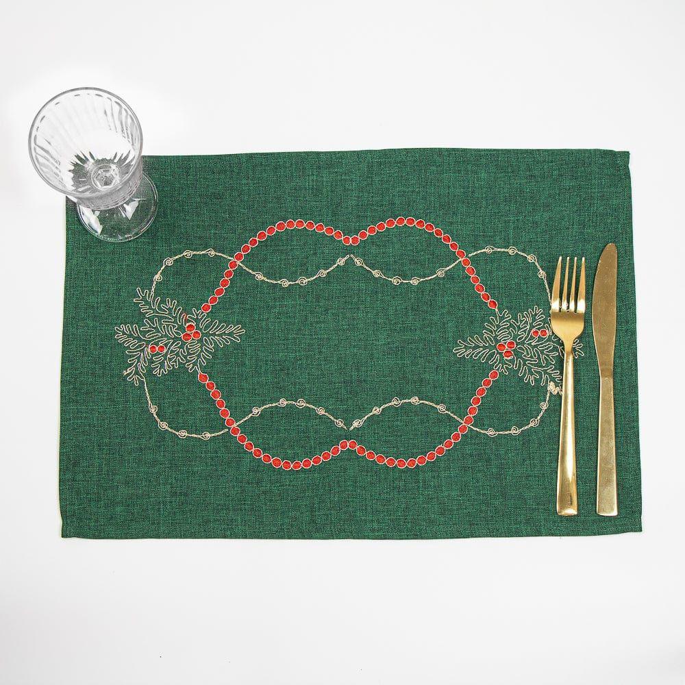 Tapetes Guarda Navideña Verde Bordado Set 2 35x45cm -1