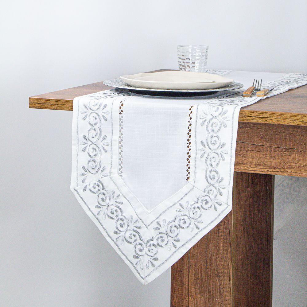 Camino de Mesa Classic Blanco 40x180 cm Navidad Lino Algodón-0