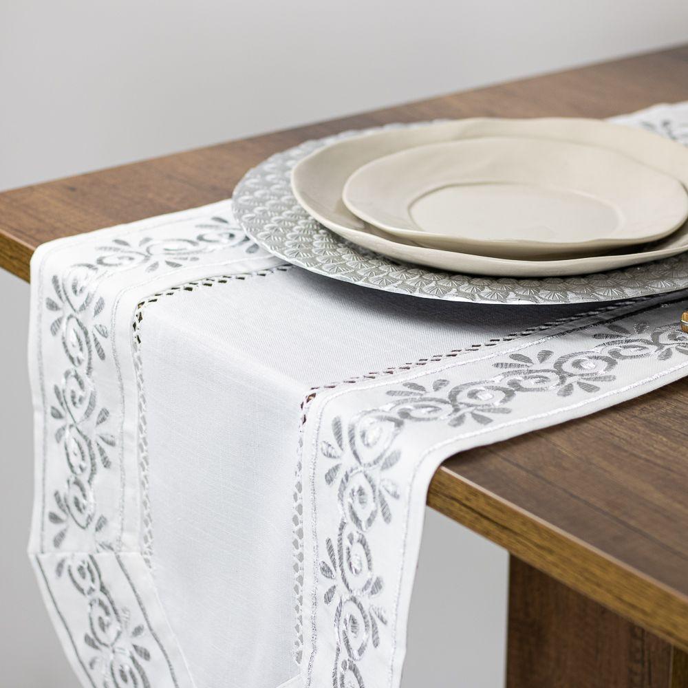 Camino de Mesa Classic Blanco 40x180 cm Navidad Lino Algodón-2