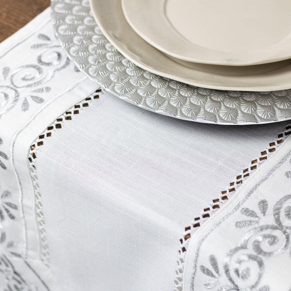 Camino de Mesa Classic Blanco 40x180 cm Navidad Lino Algodón-3