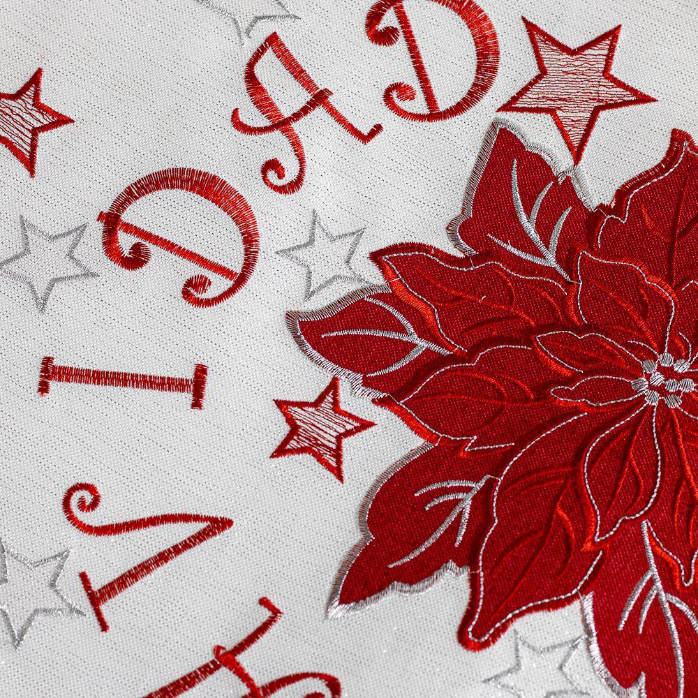 Camino de Mesa Muerdago Blanco 35x170 Navidad Lino Algodón-3