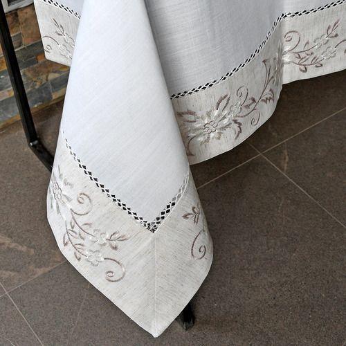 Mantel De Mesa Blanco Bordado Rome Rectangular 180x270cm-2