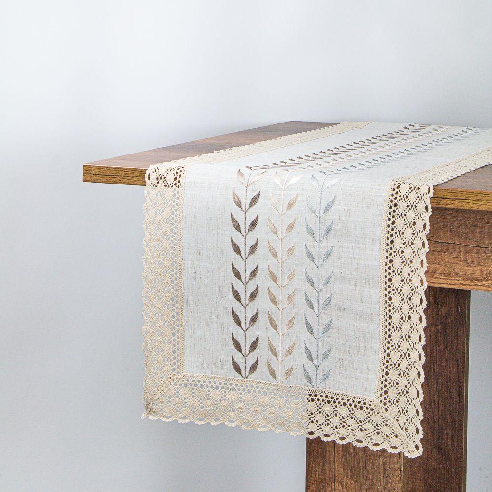 Camino de Mesa Espiga 40x180 Blanco Navidad Lino Algodón-1