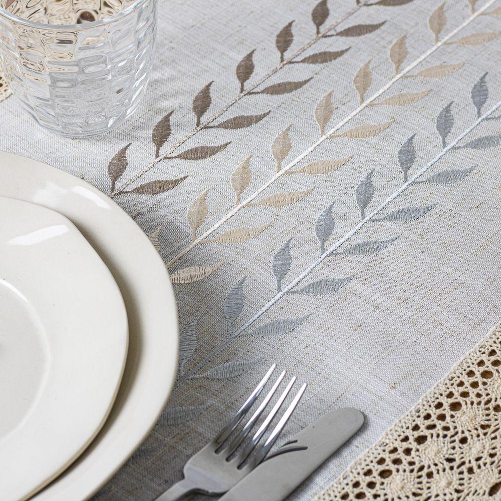 Camino de Mesa Espiga 40x180 Blanco Navidad Lino Algodón-2
