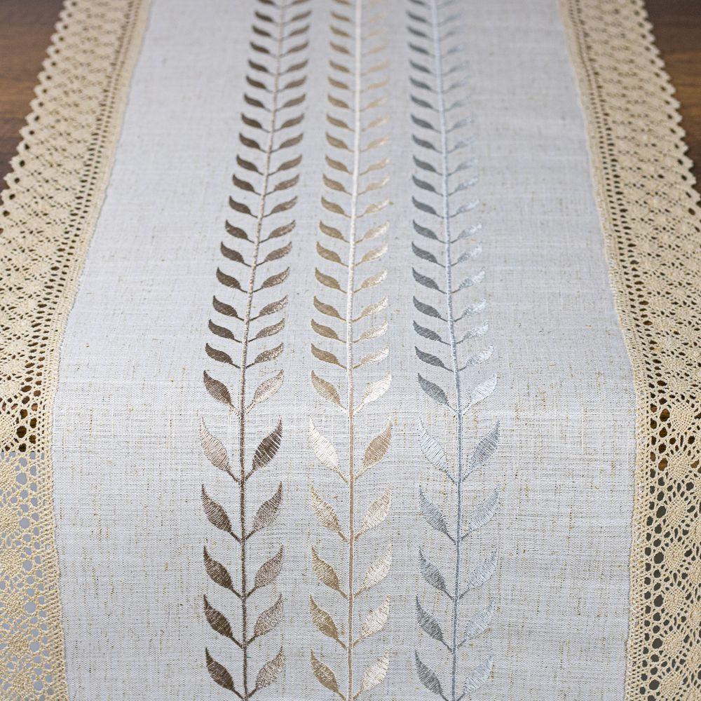 Camino de Mesa Espiga 40x180 Blanco Navidad Lino Algodón-4