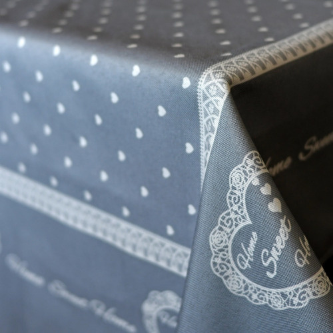 Mantel De Mesa Gris Bordado Sweet Home Rectangular 150x220cm-0