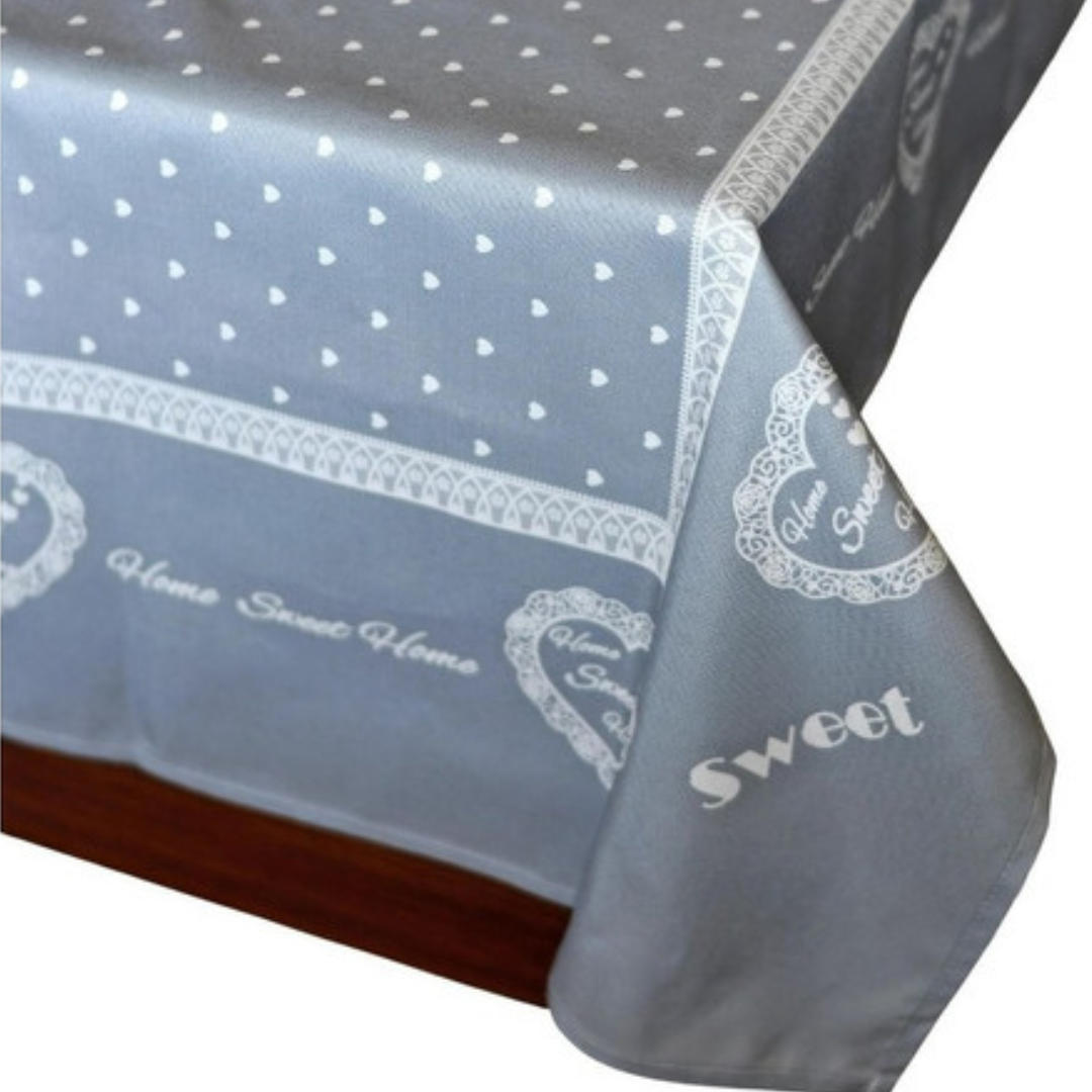 Mantel De Mesa Gris Bordado Sweet Home Rectangular 150x220cm-1