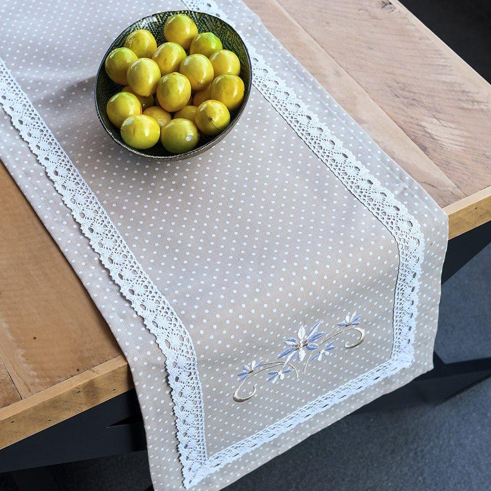 Camino De Mesa Rectangular Beige Ole Home Lino 35x180cm-2