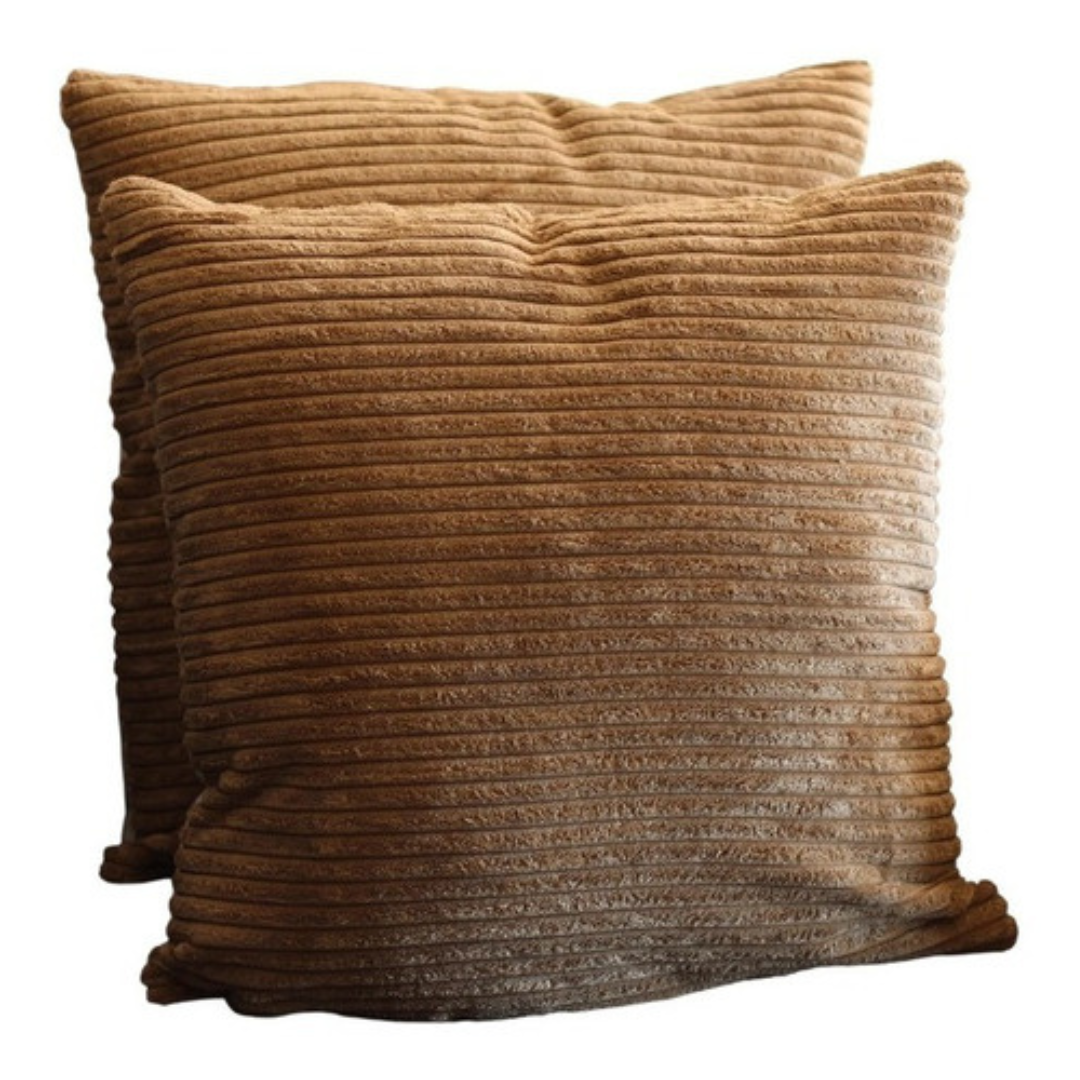 Set 2x Fundas De Cojín Raya Terciopelo 43x43 Cm Decoración-0