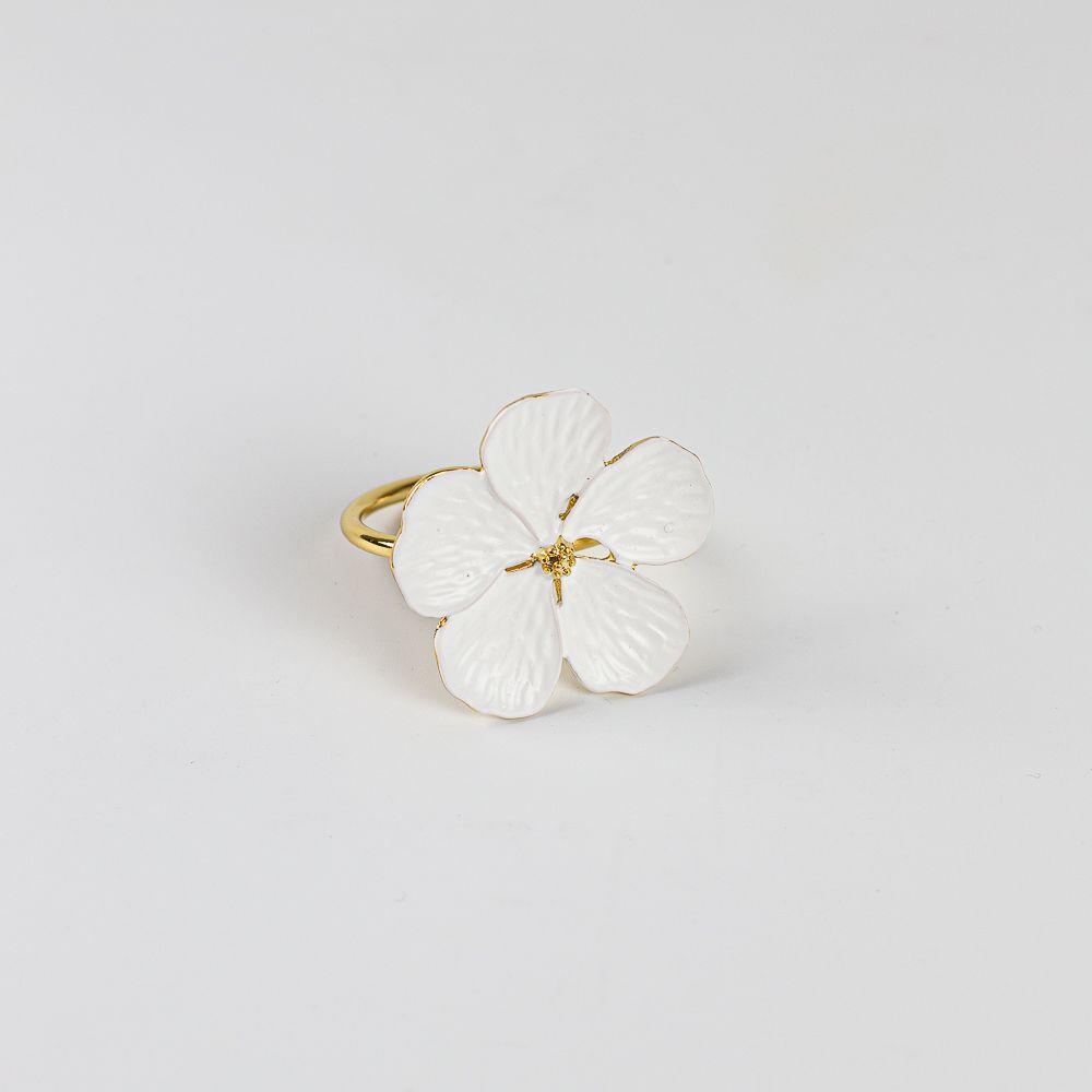 Porta Servilletas Metal Blanco Flor Blanca Set 6 Decoración-0