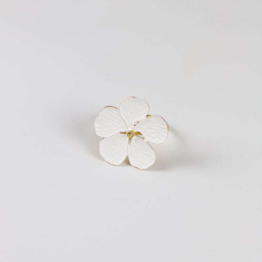 Porta Servilletas Metal Blanco Flor Blanca Set 6 Decoración-2