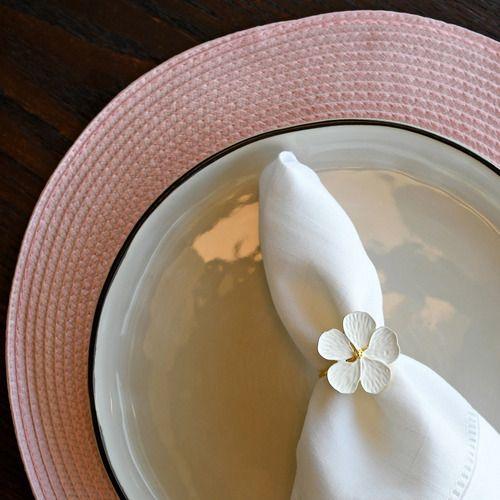 Porta Servilletas Metal Blanco Flor Blanca Set 6 Decoración-4