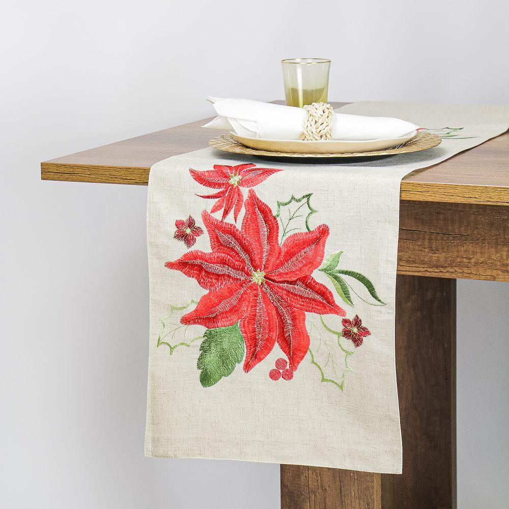 Camino De Mesa Rectangular Beige Navidad Comedor 35x180 Cm-0