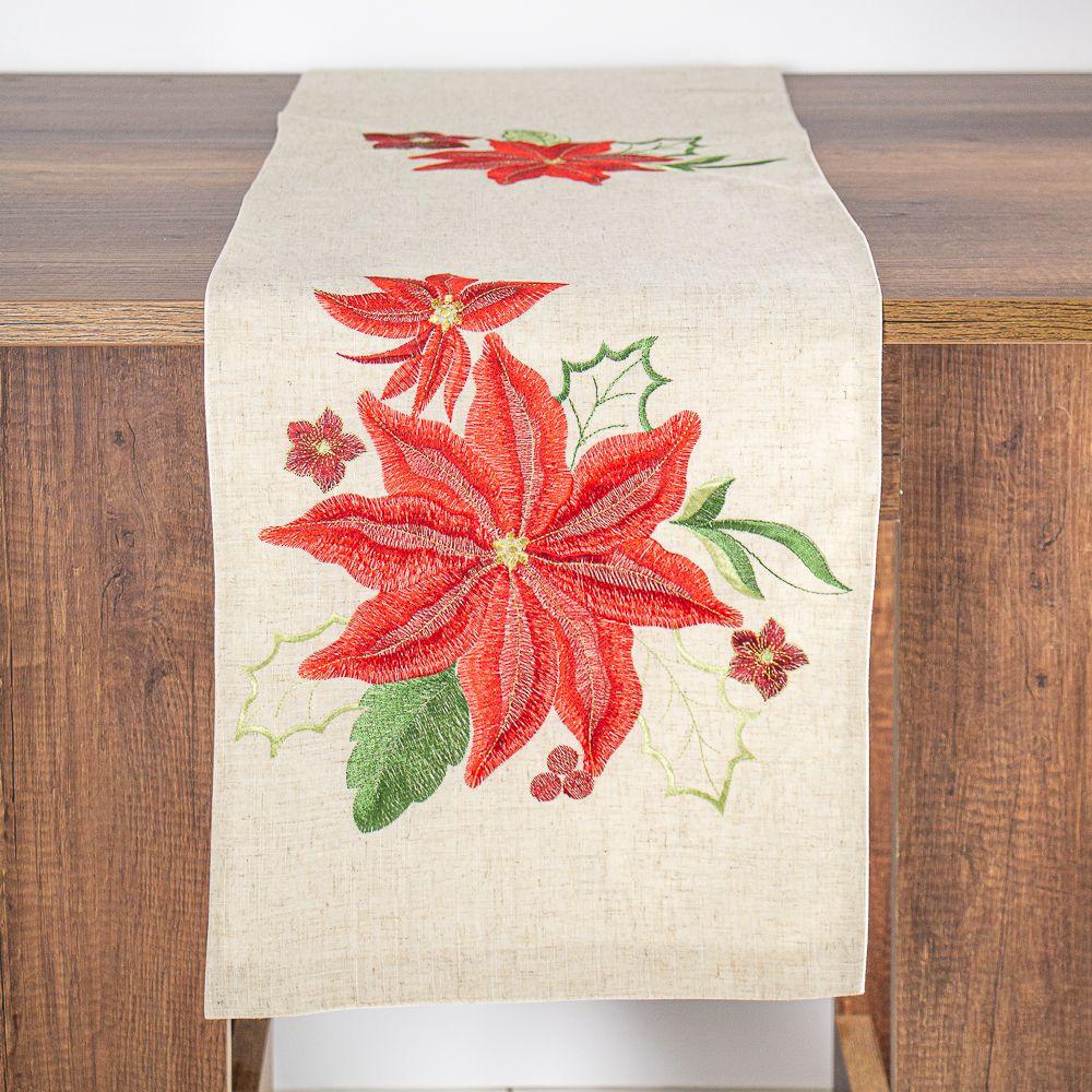 Camino De Mesa Rectangular Beige Navidad Comedor 35x180 Cm-2