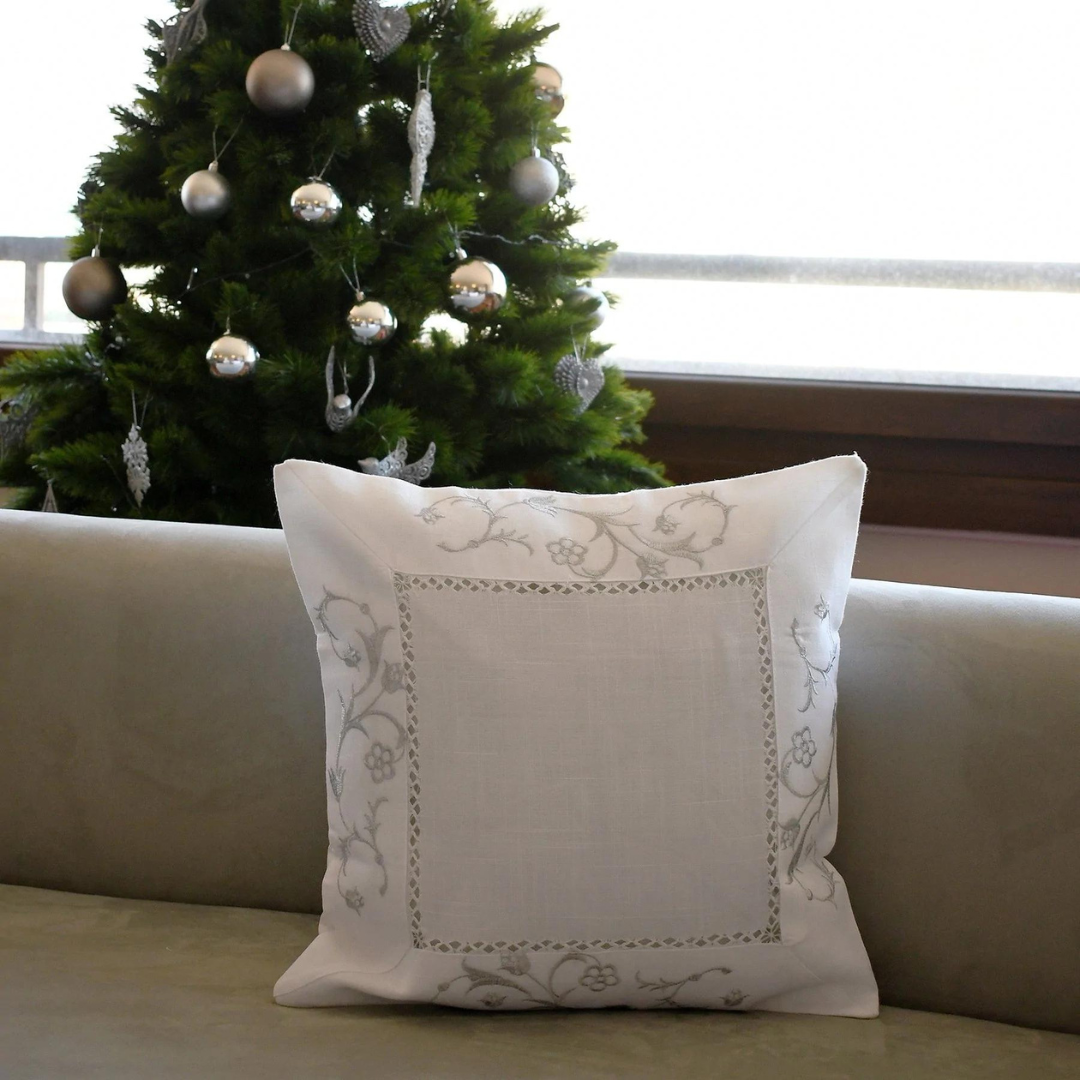 Fundas De Cojín Silver Blanco Set 2 45x45cm Decoración-0